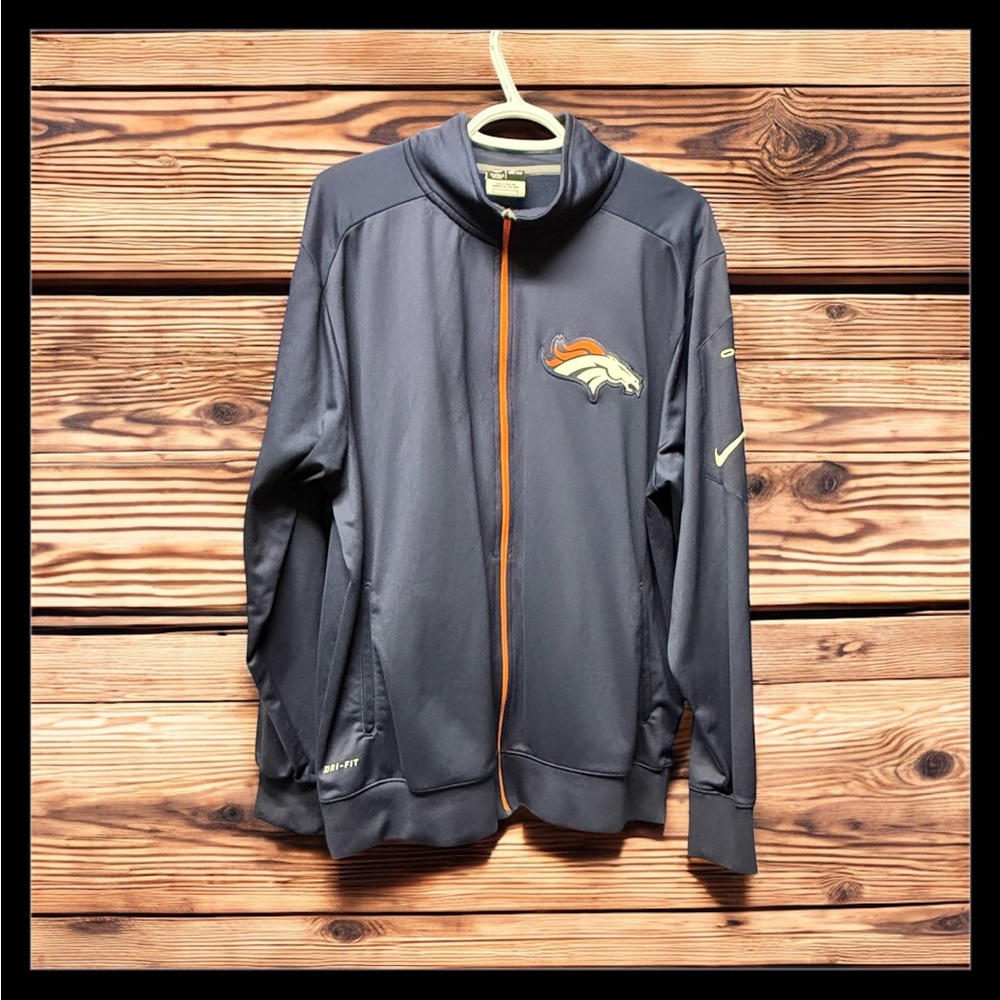 Men's Navy Nike On Field Apparel Denver Broncos Full Zip Jacket, Size Large